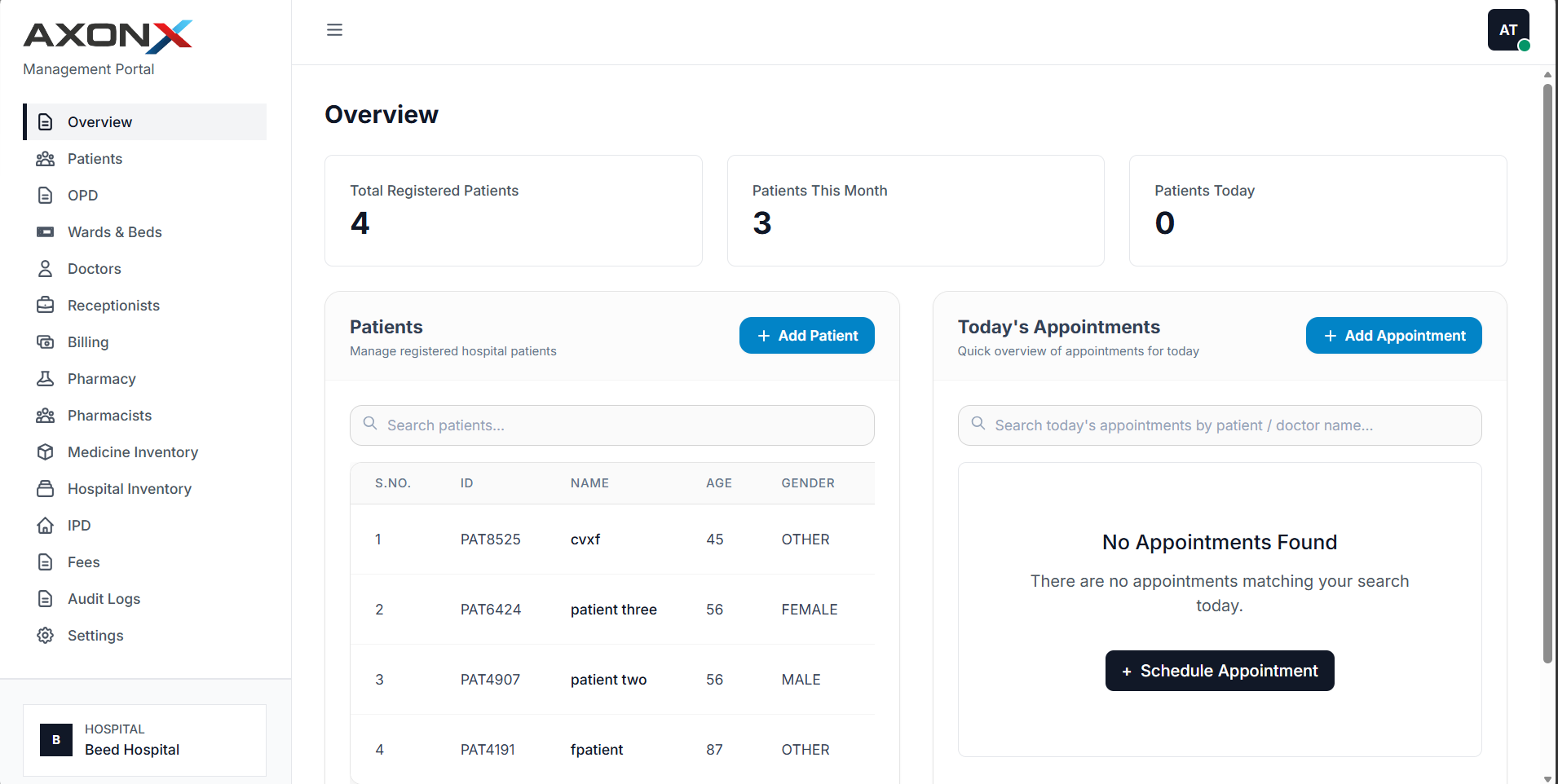 AxonX Medtech Admin Dashboard